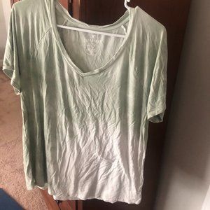 American Eagle Green & White Faded Dye Tee SizeL